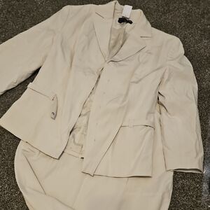 Elegant Cream Blazer and Skirt Set